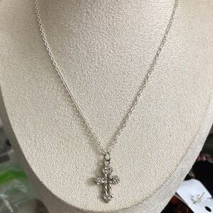 Elegant Silver Cross Pendant Necklace